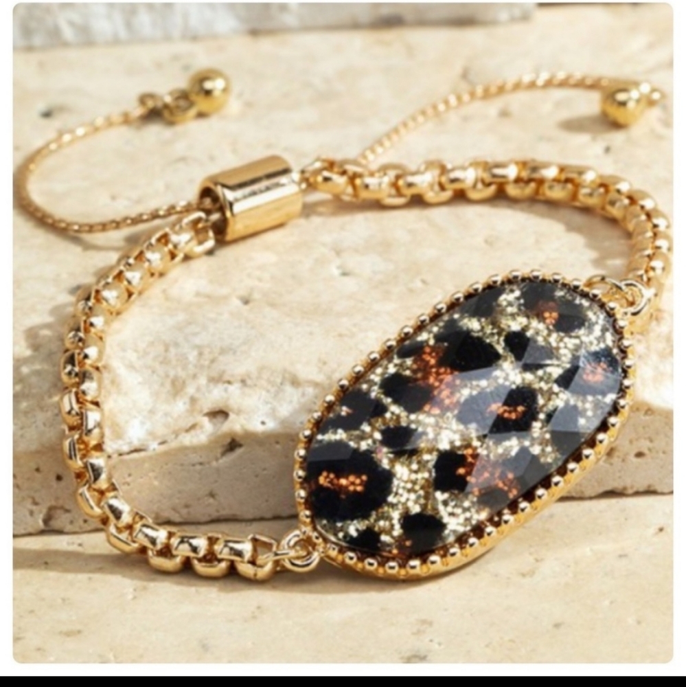 Animal print adjustable slider bracelet
